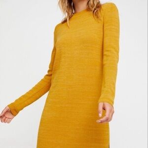 Free People Mustard Yellow Midi Sweater Dress